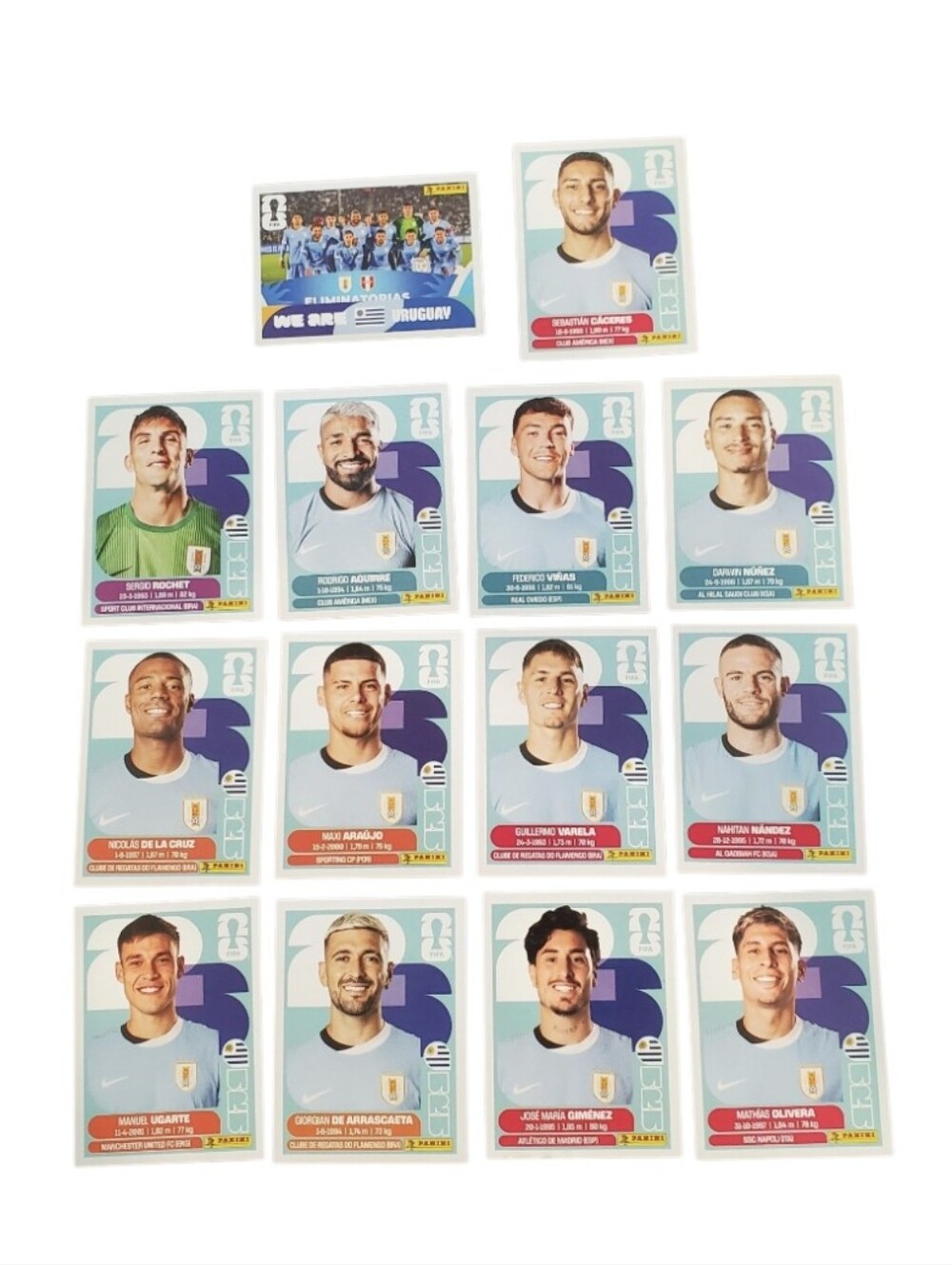 Panini World Cup 2026 Team Uruguay Stickers Lot Of 14 Soccer Bundle